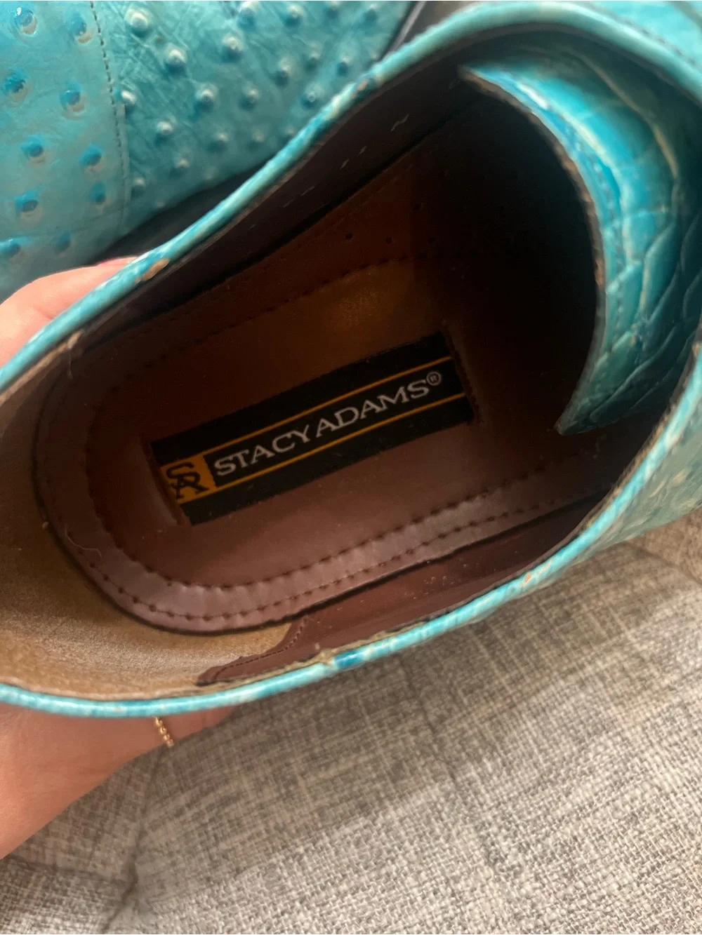 Stacy Adams Turquoise Embossed Leather Oxford Dress Shoes - Men’s Size 11